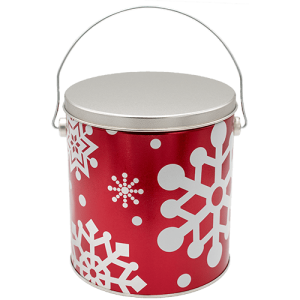 Red and White Snowflake Tin